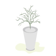 dying dry dead potted houseplant flat design icon