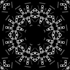 Black and white floral pattern design.