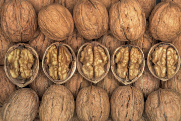 walnuts on a wooden table