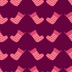 Seamless pattern with christmas socks. illustration for Merry Christmas and Happy New Year print design.