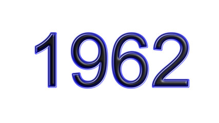 blue 1962 number 3d effect white background