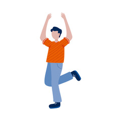 Boy kid with hands up