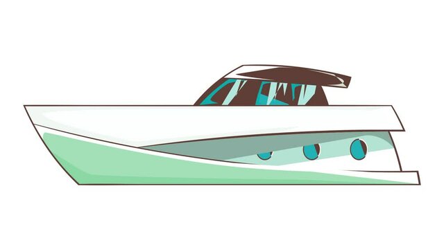 Big yacht icon animation cartoon best object isolated on white background