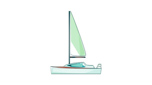 Yacht with sails icon animation cartoon best object isolated on white background