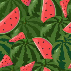 Watermelon vector seamless pattern.