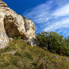 Panoramic views from mountain routes on an autumn sunny day, walking and communicating with nature.