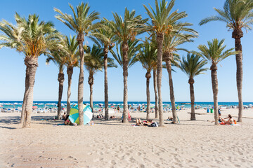 Summer Mediterranean beach scenes La Vila Joiosa, Alicante Spain
