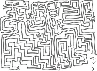 Abstract maze / labyrinth with entry and exit. Vector labyrinth. Manual labyrinth drawing. The game is a maze for fun.