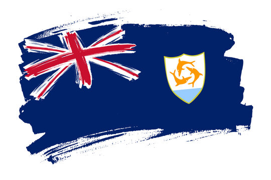 Flag of Anguilla, British Overseas Territory. Banner brush concept. Horizontal vector Illustration isolated on white background.