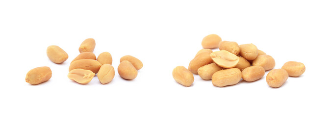 Roasted salted peanuts isolated on a white background