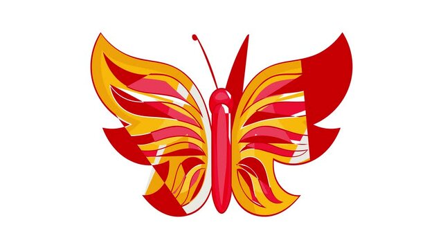 Red butterfly icon animation cartoon best object isolated on white background