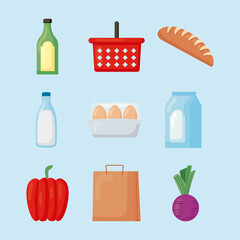 nine groceries icons