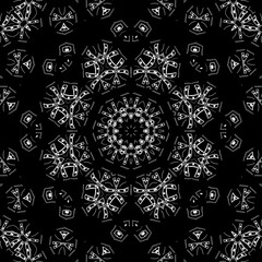 Black and white floral pattern illustration design.