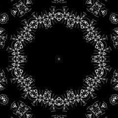 Black and white floral pattern illustration design.