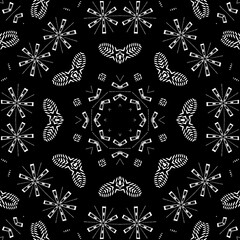 Black and white floral pattern illustration design.