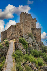 Fototapeta na wymiar Medieval Castle With A Dramatic Sky, Located In Alburquerque, Extremadura, Spain.