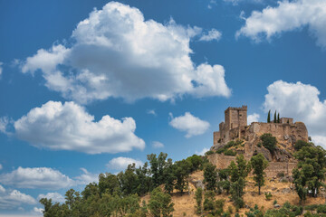 Medieval Castle With A Dramatic Sky, Located In Alburquerque, Extremadura, Spain.
