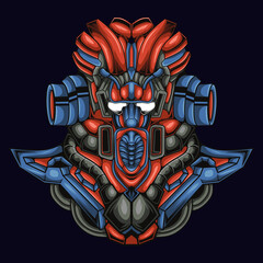 Goat mecha robotic illustration