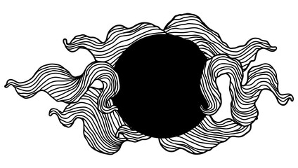 Background with wave line curls. Monochrome stripes black and white texture. Wavy abstract hair.