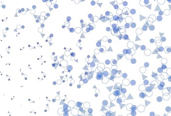 Light BLUE vector background with triangles, circles.