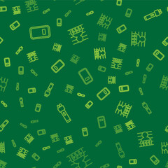 Set line Police assault shield, electric shocker and Suspect criminal on seamless pattern. Vector