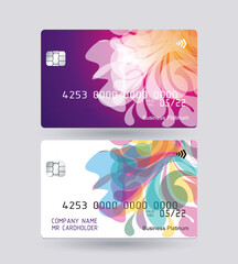Credit card bright  design  with  shadow. Detailed abstract glossy credit card concept  for business, payment history, shopping malls, web, print.