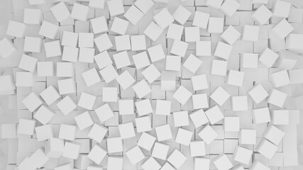 3D illustration of randomly arranged white cubes