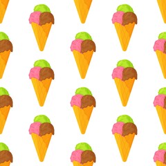 WStylized seamless pattern. Vector illustration.  Ice cream pattern. 