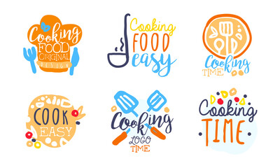 Cooking Time and Food Preparation Logo Design Vector Set