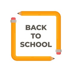 Vector illustration of plain pencils in a square shape. Test taking at art school. Banner back to school.
