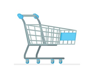 Vector illustration of an isolated cart on a white background.  Cart for easy transportation of groceries or building materials around the store. © Yana