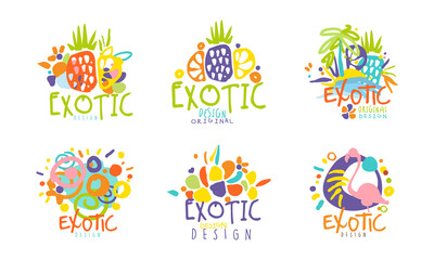 Fototapeta na wymiar Exotic Logo Original Design Collection with Bright Shapes Vector Set