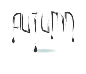 inscription autumn on a light background, vector, rain, shadow