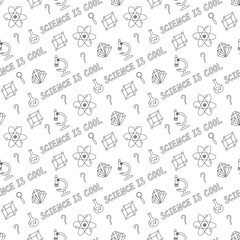Seamless pattern with sciense elements. Doodle-style background to stationery supplies.