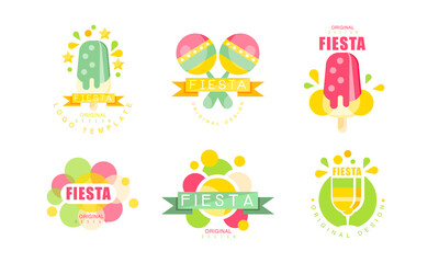 Fototapeta premium Bright Fiesta Saint Day Celebration Original Design Vector Set