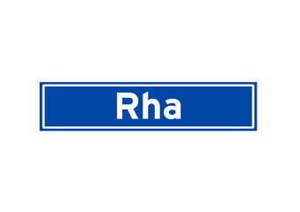 Rha isolated Dutch place name sign. City sign from the Netherlands.