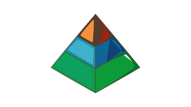 Layered pyramid icon animation cartoon best object isolated on white background