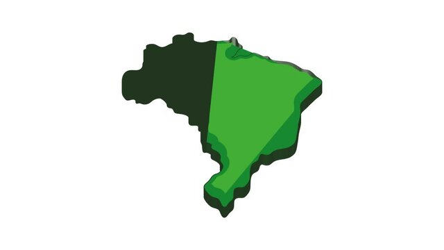Green map of Brazil icon animation cartoon best object isolated on white background