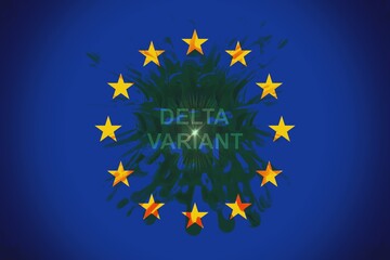 New Delta Variant virus inside the European flag.