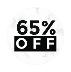 65  percent off. Vector for promotions and offers