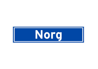 Norg isolated Dutch place name sign. City sign from the Netherlands.