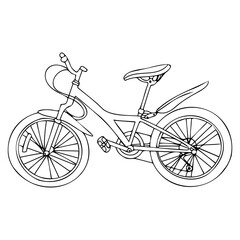 Fototapeta na wymiar The bike is drawn with a black line. Bicycle silhouette.