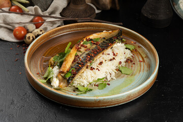 Mackerel with rice and vegetables