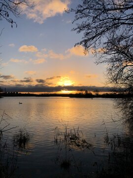 sunset over the lake