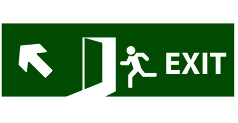 Emergency exit door. The fire exit emergency door guides the safe exit. Safe exit concept. Vector design EPS 10.