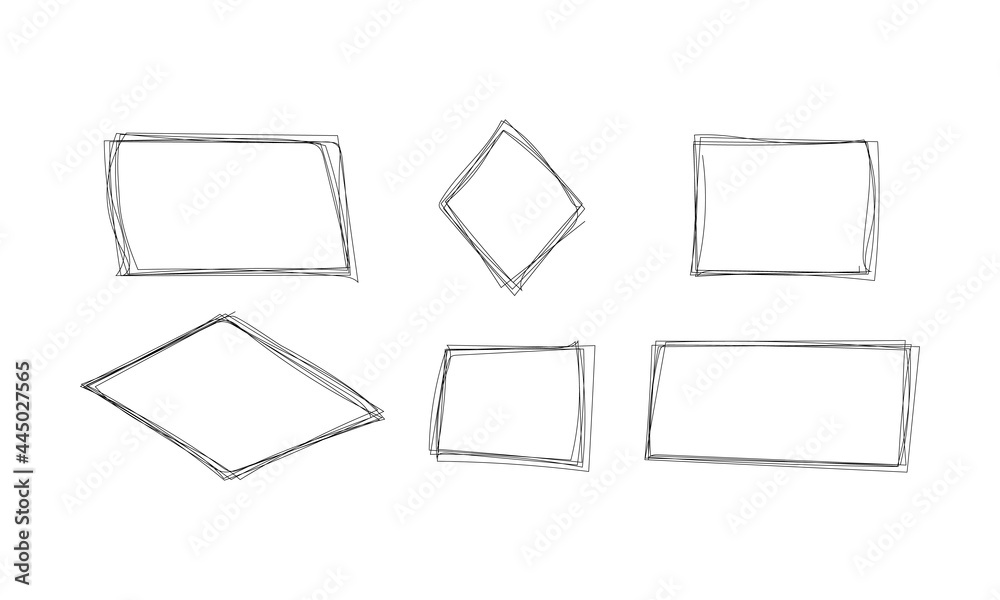 Poster Highlight rectangle scribble frame - ink pen scrawl border for emphasis and highlighting text or important objects.