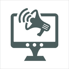 Broadcast, advertising, media icon. Gray vector graphics.