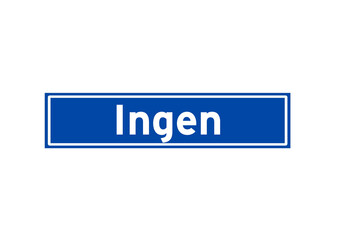 Ingen isolated Dutch place name sign. City sign from the Netherlands.