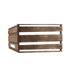 Set of isolated wooden crates for vegetables. Watercolor illustration