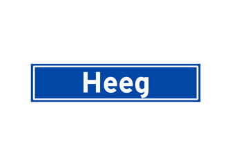 Heeg isolated Dutch place name sign. City sign from the Netherlands.